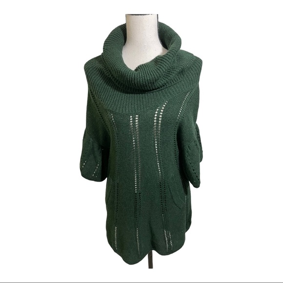 BCBG maxazria merino blend sweater cowl neck knit front kangaroo pockets Small - Picture 1 of 10